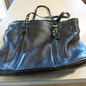 COACH Shoulder Handbag Purse Black Leather Zip Tote DO5Q-5128